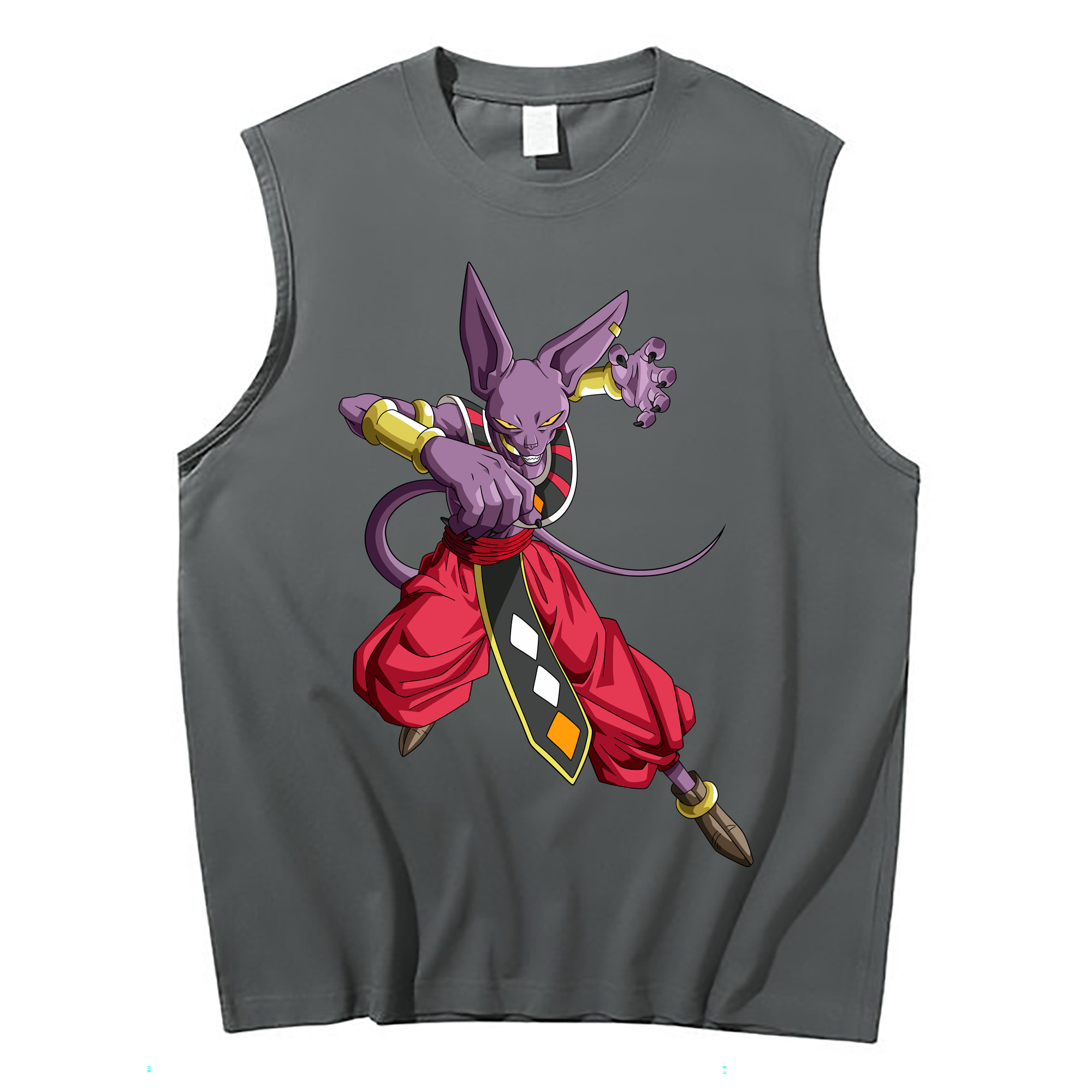 （画像用） ドラゴンボール ビルス 破壊神ビルス DRAGON BALL Beerus Birusu コットン100％タンクトップ（フロントプリント）